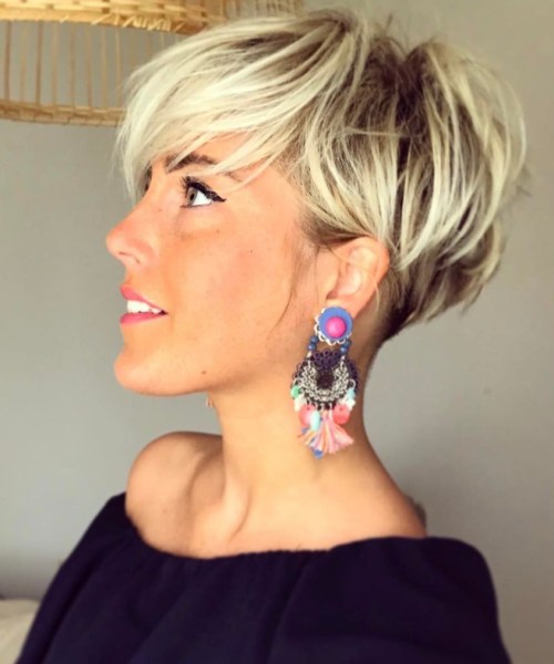 Undercut Blonde Pixie with Dark Roots