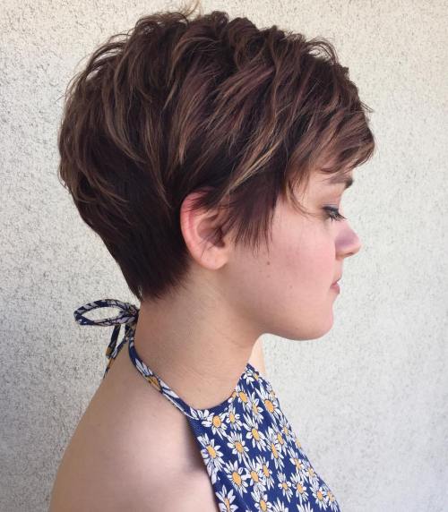 Brunette Pixie with Feathered Layers