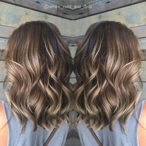 Ash Brown Balayage Wavy Hair