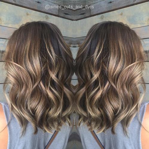 Ash Brown Balayage Wavy Hair