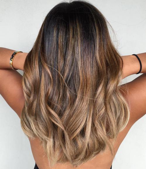 Caramel And Ash Blonde Balayage For Brown Hair