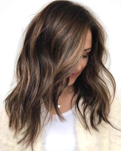 Long Choppy Brown Hair With Highlights