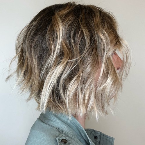 Messy Blonde Balayage Bob With Choppy Layers