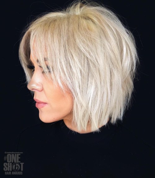 Shaggy Choppy Bright Blonde Bob