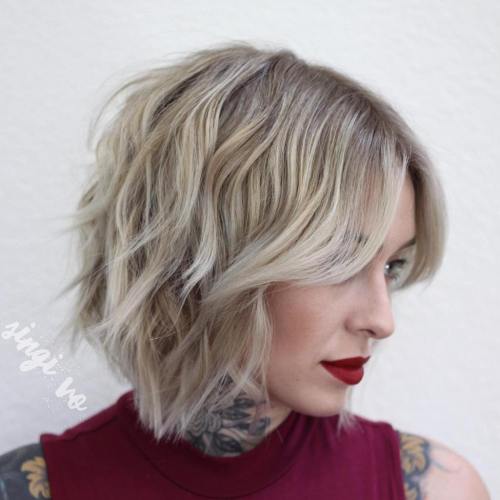 Medium-Length Choppy Wavy Bob