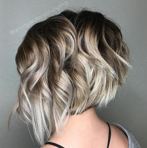 Wavy Blonde Balayage Bob