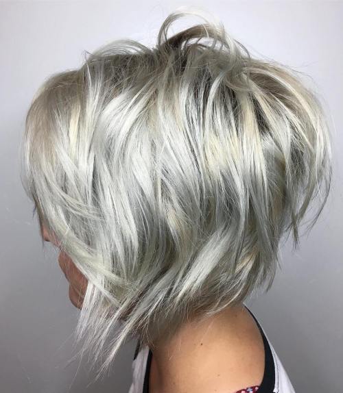 Choppy Silver Blonde Bob