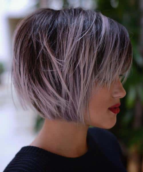 Brown Bob With Pastel Purple Balayage