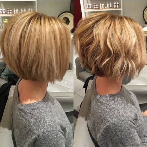 Layered Caramel Blonde Bob