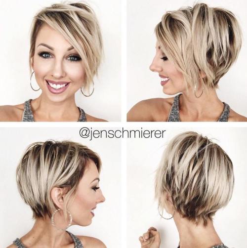 Long Blonde Pixie With Black Roots