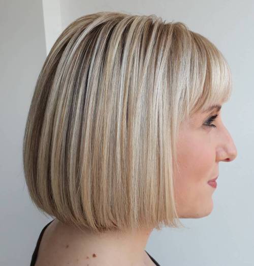 Blunt Blonde Bob With Bangs