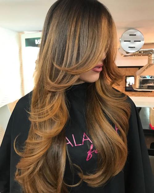 Caramel Brown Layered Haircut For Long Hair