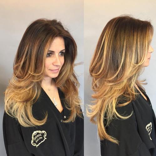 Golden Blonde Balayage For Long Layered Hair