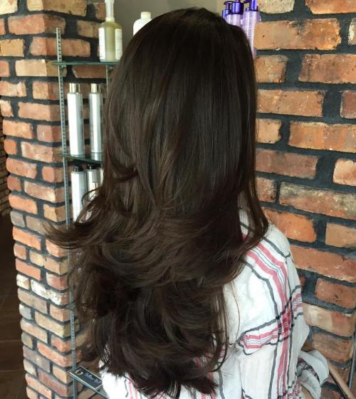 Long Layered Brunette Hairstyle