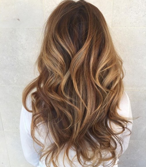 Long Layered Caramel Balayage Hair