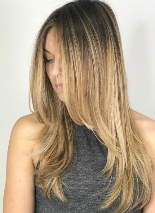 Long Layered Blonde Balayage Hairstyle