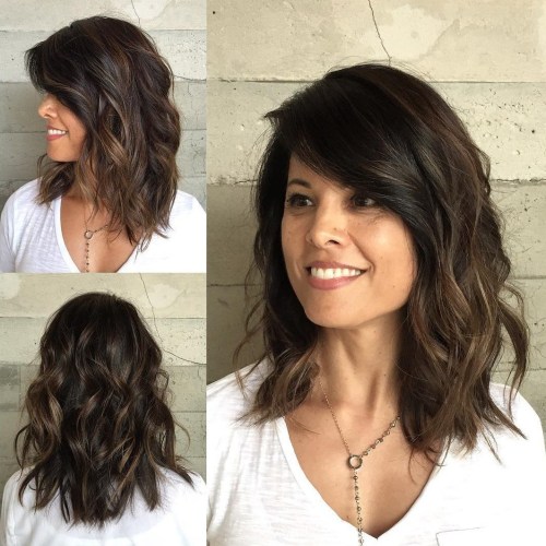 Wavy Medium Length Brunette Hairstyle