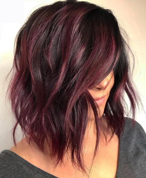 Choppy Burgundy Balayage Bob