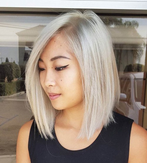 Ash Blonde Side Parted Lob