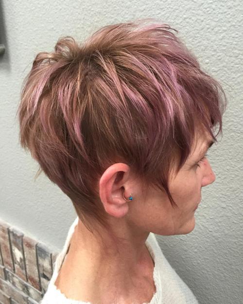 Pastel Purple Highlights For Brown Pixie