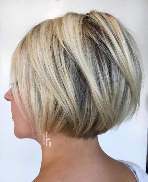 Jaw-Length Layered Blonde Bob