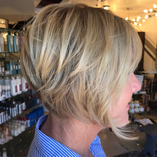 Ash Blonde Layered Bob Over 50