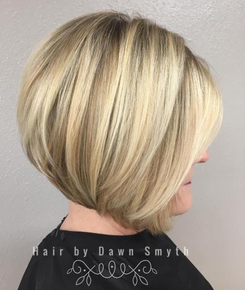 Rounded Blonde Angled Bob