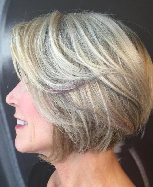 Blonde Balayage Bob For Older Women