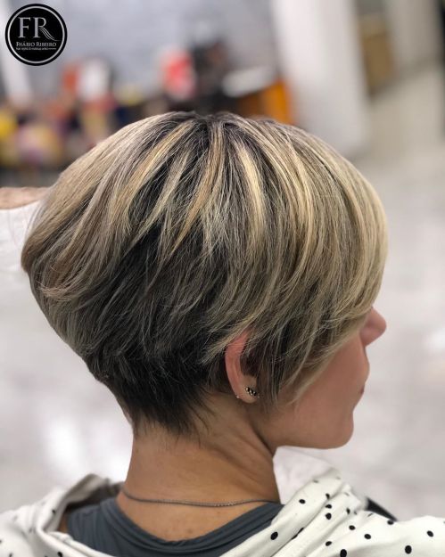 Bronde Pixie Bob Haircut For Thick Hair