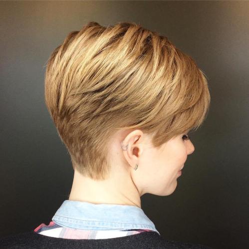 Caramel Blonde Pixie With Nape Undercut