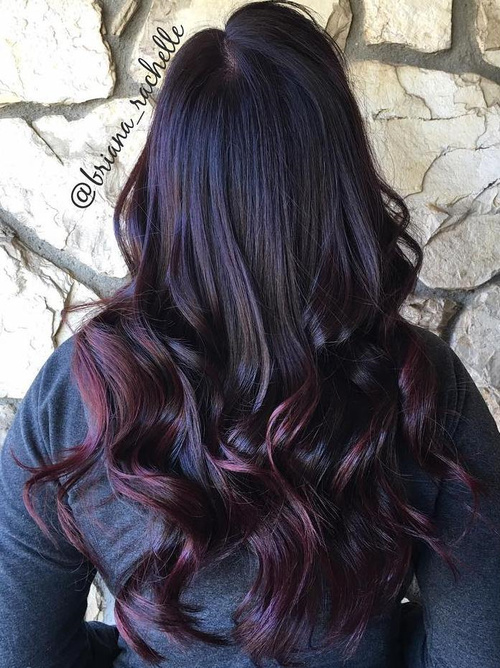 black to burgundy ombre