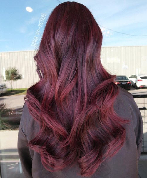 long burgundy hair