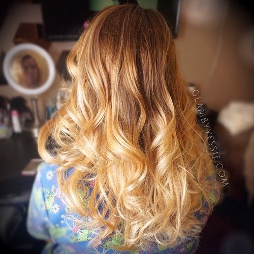 caramel to golden blonde ombre