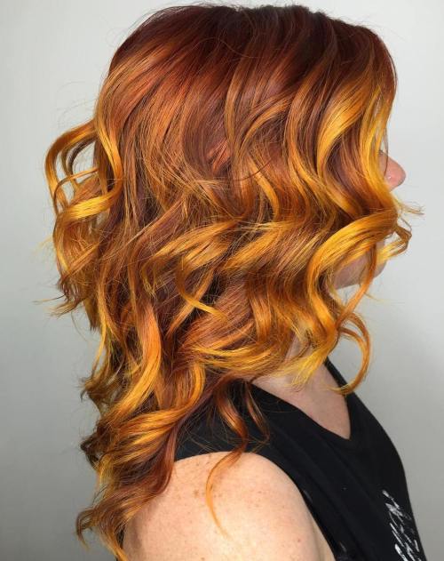 copper hair with yellow highlights