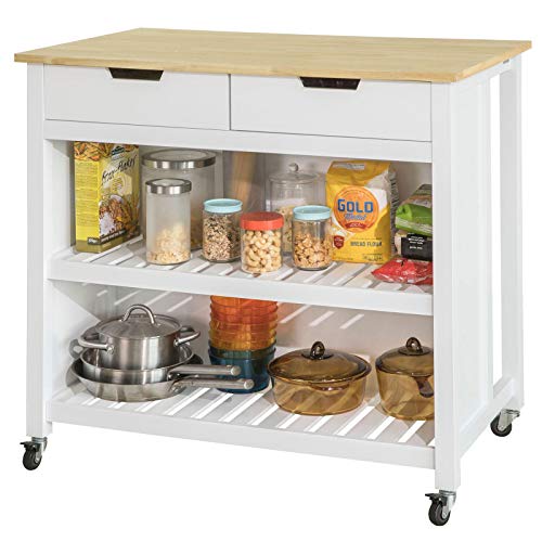 SoBuy FKW74-WN,Carrito de Cocina con 2 cajones y 2 estantes,con Tablero Extensible,L100 x P60 x H94cm,ES