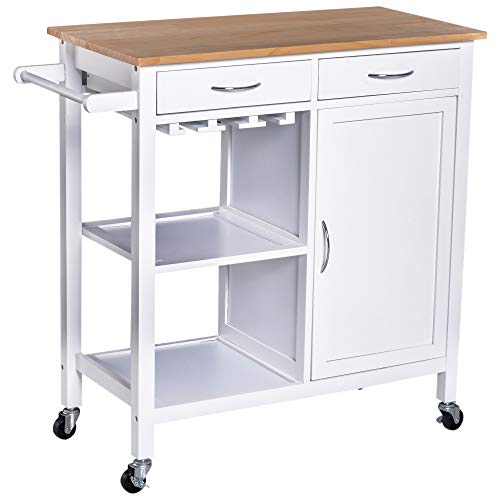 HOMCOM Carro de Cocina Carrito de Servir Multiusos Estantería Carrito Auxiliar con Ruedas 88.5x40x86cm