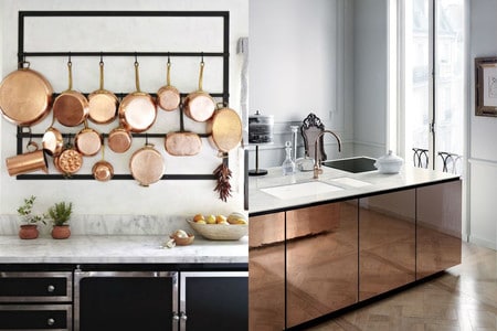 17 idées pour décorer la cuisine avec des accessoires et des meubles en cuivre
