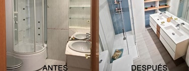 Avant et après une salle de bain (avec lave-linge), après une rénovation sans travaux qui prend soin des détails