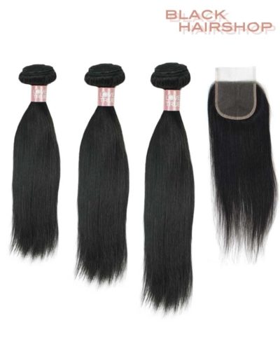 Lot 3 Tissage Bresilien Lisse Dégradé + Closure 4*4