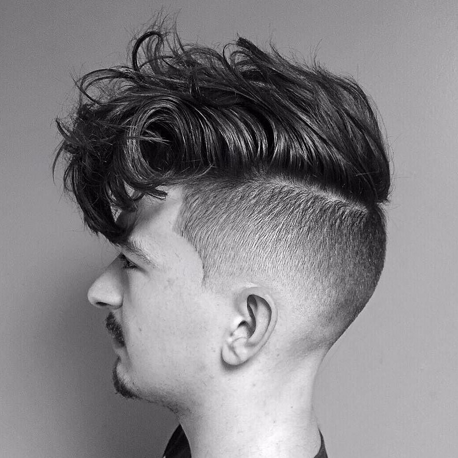 Messy undercut haircut for men with long fringe