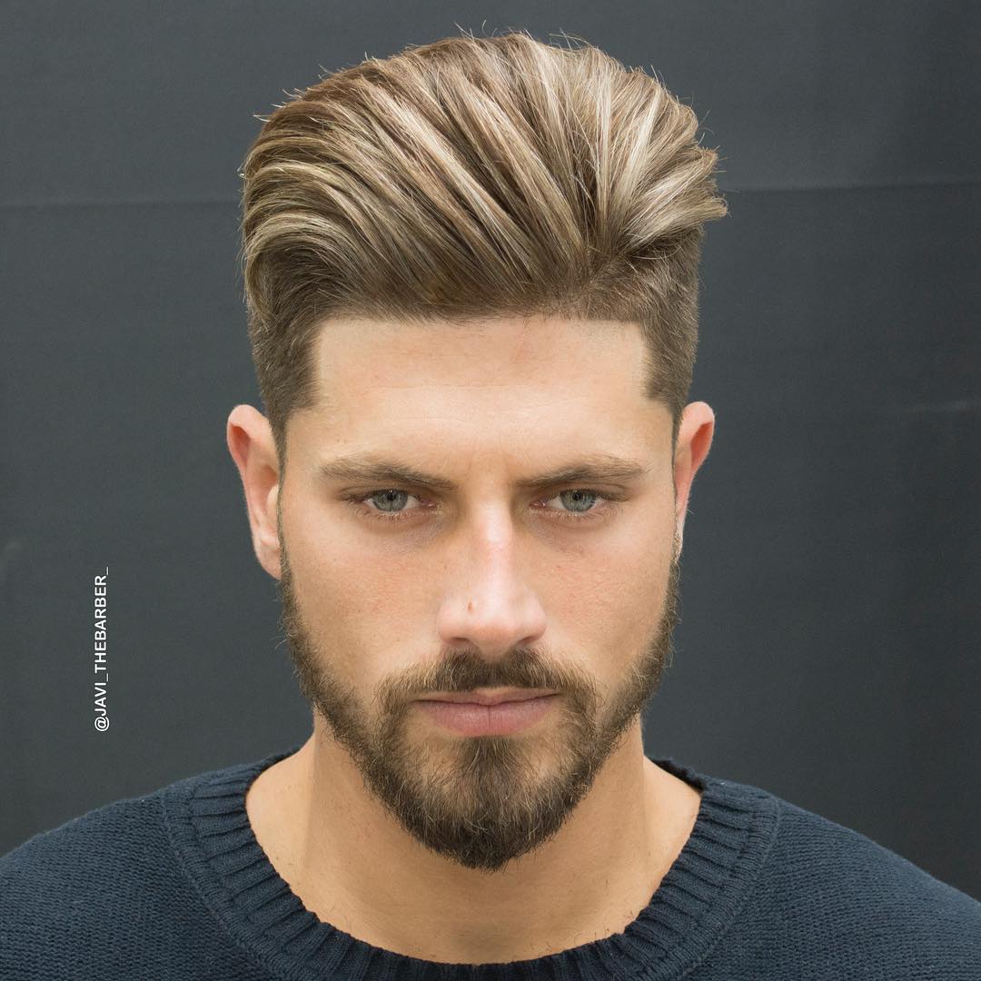 Medium length haircut for men with mid fade