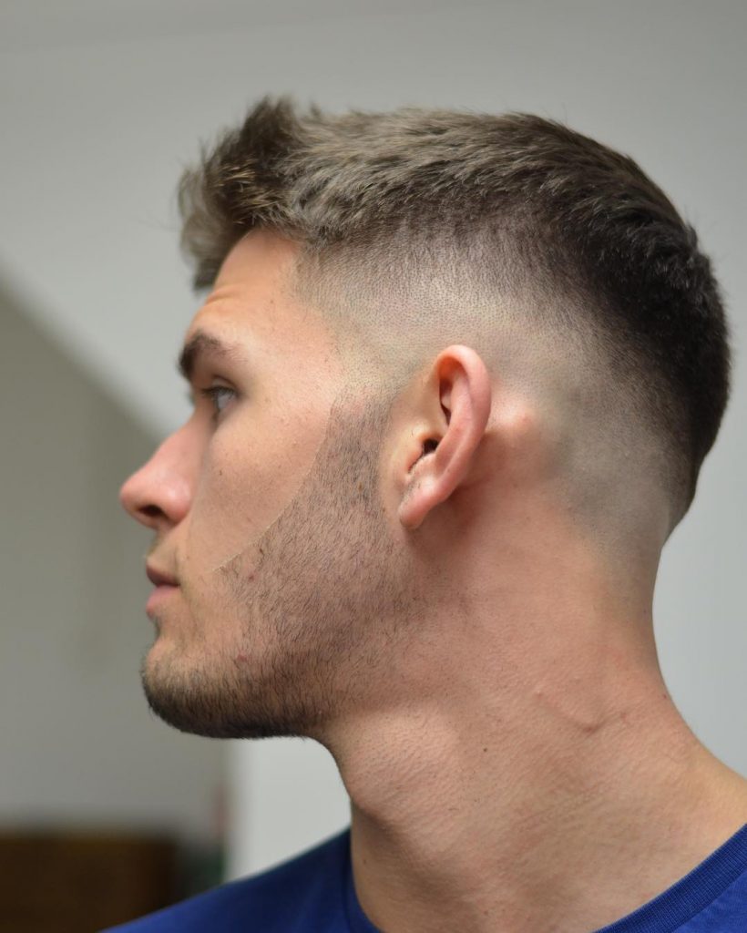 Mid skin fade short haircut