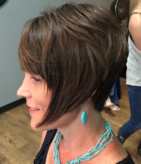 short layered bob with angled front pieces