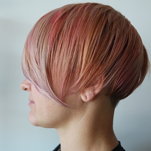 short pastel pink hairstyle