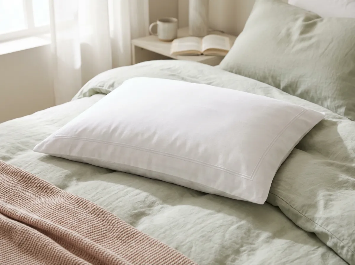 Oreiller rectangulaire 50x70 cm en literie blanche pour un soutien cervical optimal pendant la sieste