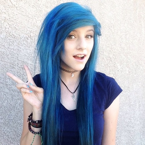 blue emo hair