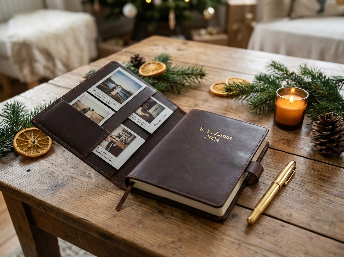 Agenda personnalisé avec photos et décorations de Noël, cadeau idéal pour une femme active et organisée