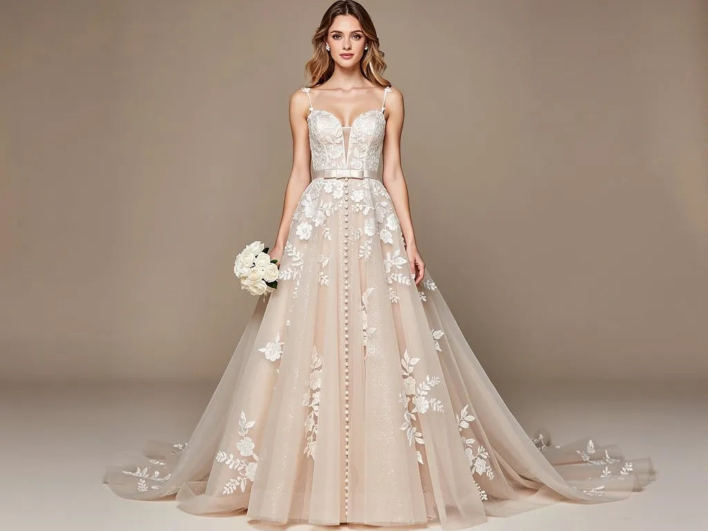 Belle robe mariee femme beige