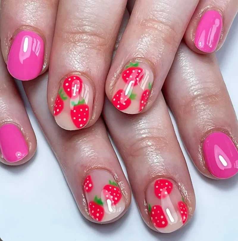fraises douces e1661364118958 - 5 modèles d'ongles courts qui prouvent que les manucures élaborées sont pour tout le monde