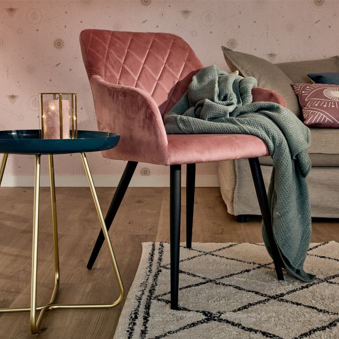 4 murs fauteuil kira coloris rose - Fauteuil, papier peint, décoration… les clés pour un salon moderne et stylé !